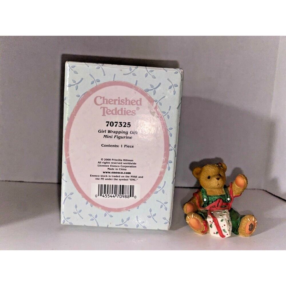 Cherished Teddies Girl Wrapping Gift Mini Figurine U8